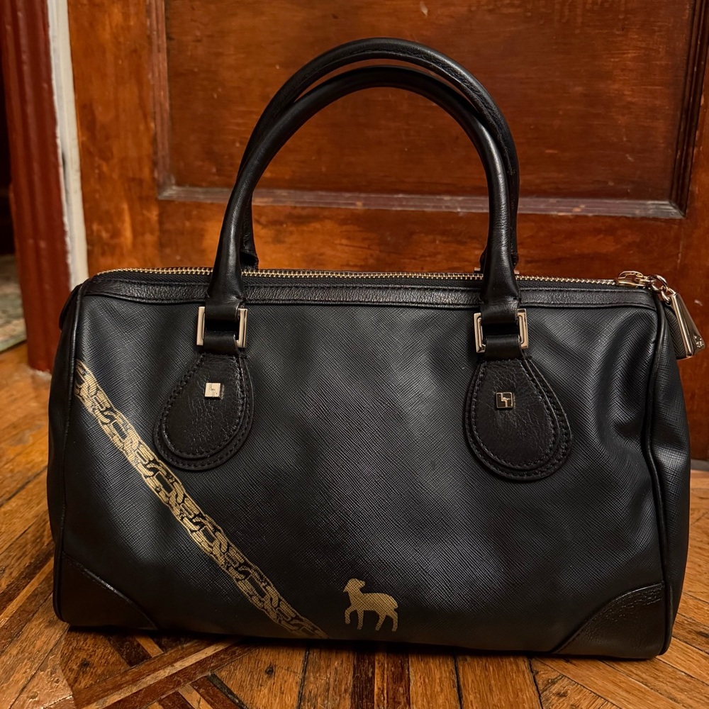 L.A.M.B. Gwen Stefani Lamb Graphic Satchel Handbag Black Y2K - Picture 3 of 17